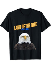 Bald Eagle 4th of July Land of The Free T-Shirt 180G 100% Cotton Printed Round Neck Short-Sleeve T-Shirt, Gifts for Men Dad Husband Grandpa, S-XXXL, Black