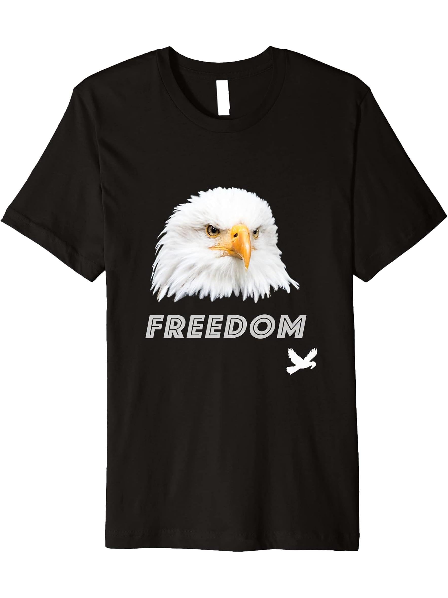 Bald Eagle Premium T-Shirt 180G 100% Cotton Printed Round Neck Short-Sleeve T-Shirt, Gifts for Men Dad Husband Grandpa, S-XXXL, Black