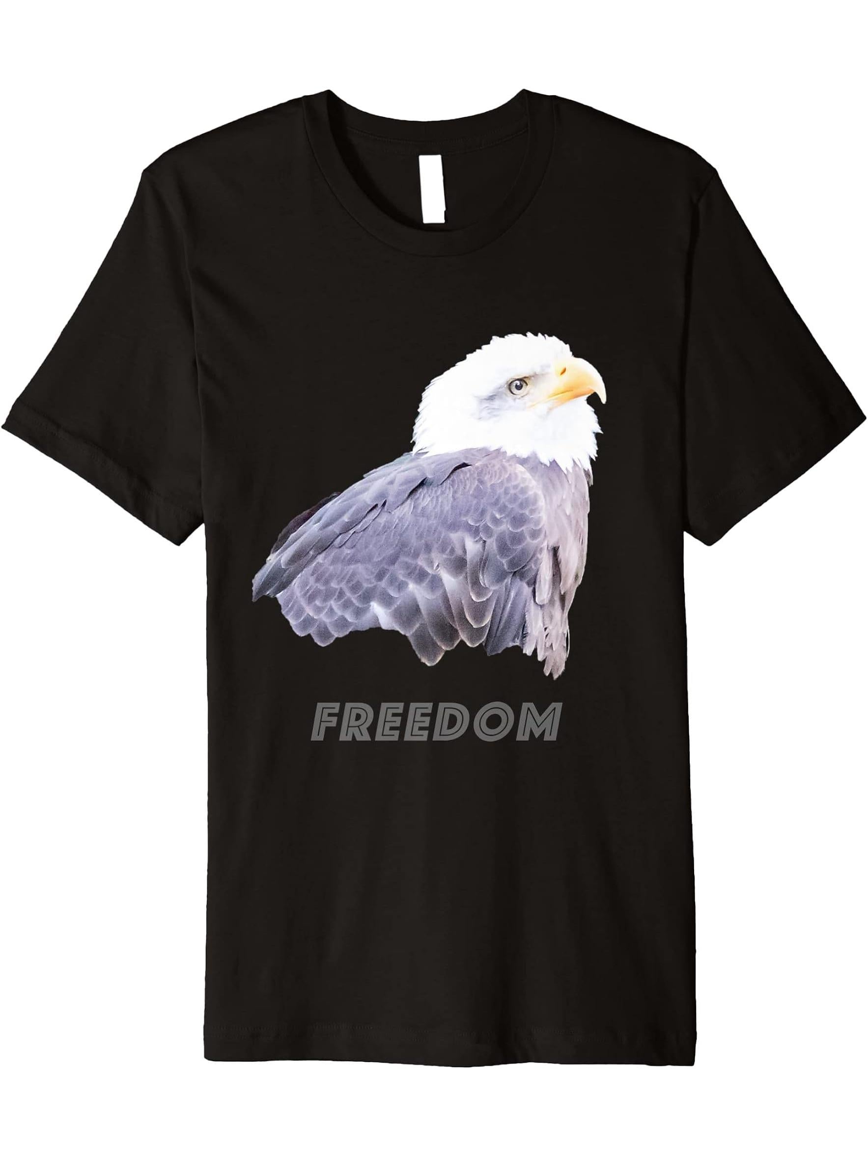 Bald Eagle Premium T-Shirt 180G 100% Cotton Printed Round Neck Short-Sleeve T-Shirt, Gifts for Men Dad Husband Grandpa, S-XXXL, Black