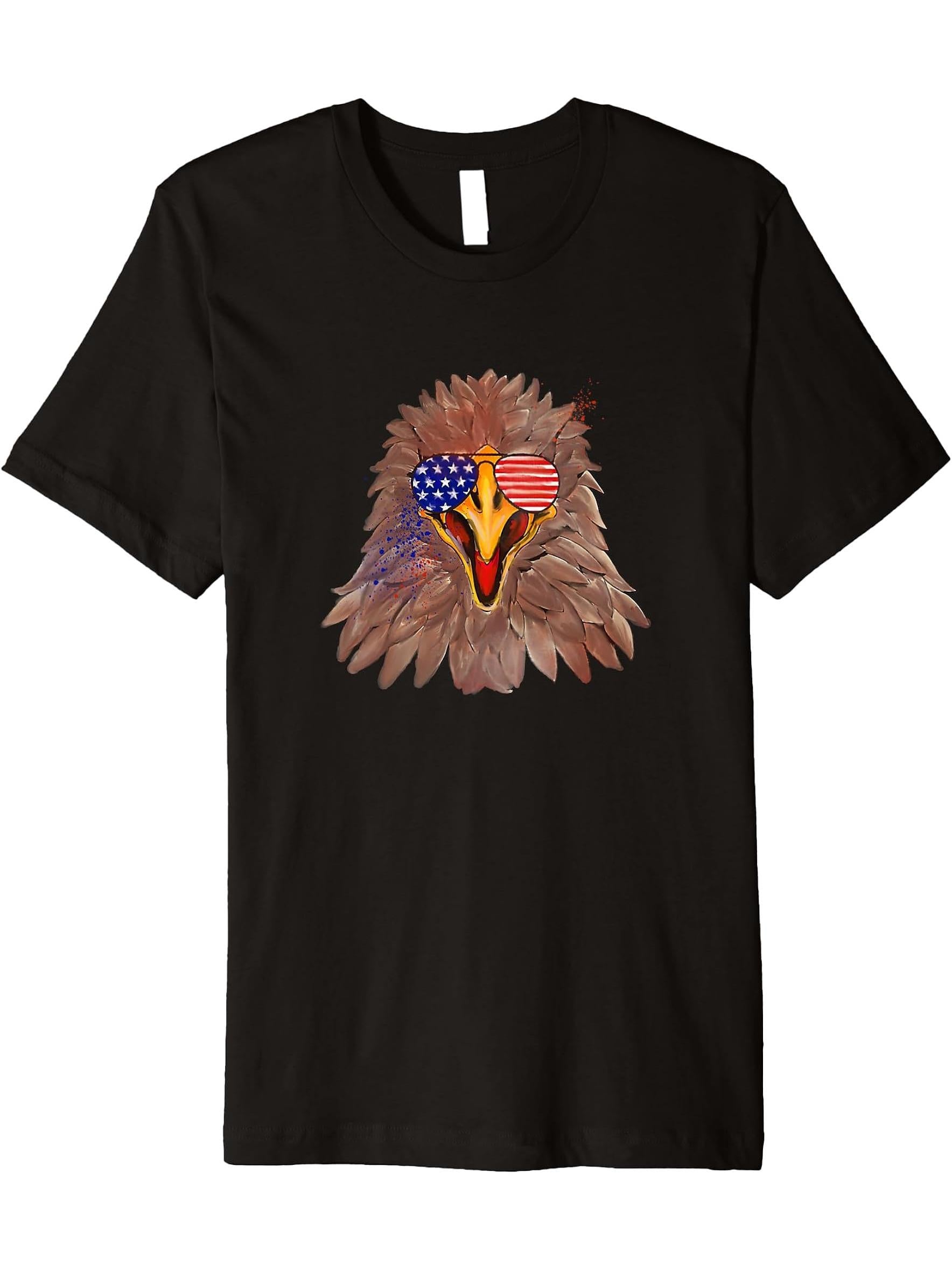 Eagle Face USA Eagle Head American US Eagle Premium T-Shirt 180G 100% Cotton Printed Round Neck Short-Sleeve T-Shirt, Gifts for Men Dad Husband Grandpa, S-XXXL, Black