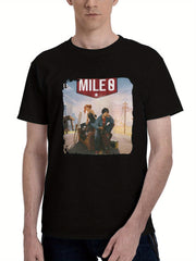 2023 Road 96 Mile 0 180G 100% Cotton Printed Round Neck Short-Sleeve T-Shirt, Christmas Gifts for Men Dad Husband Grandpa, S-XXXL, Black