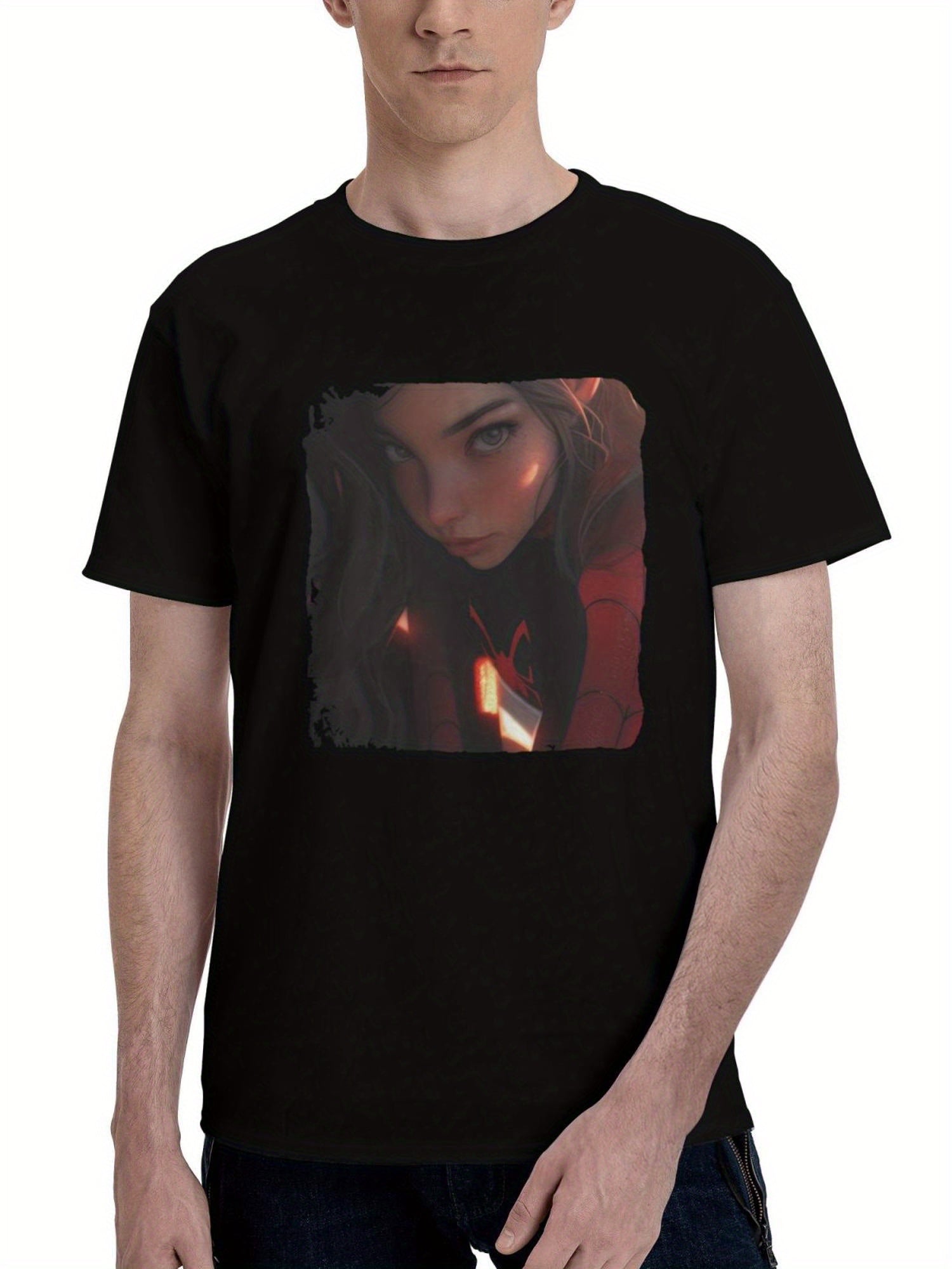 2023 Spider Girl 180G 100% Cotton Printed Round Neck Short-Sleeve T-Shirt, Christmas Gifts for Men Dad Husband Grandpa, S-XXXL, Black