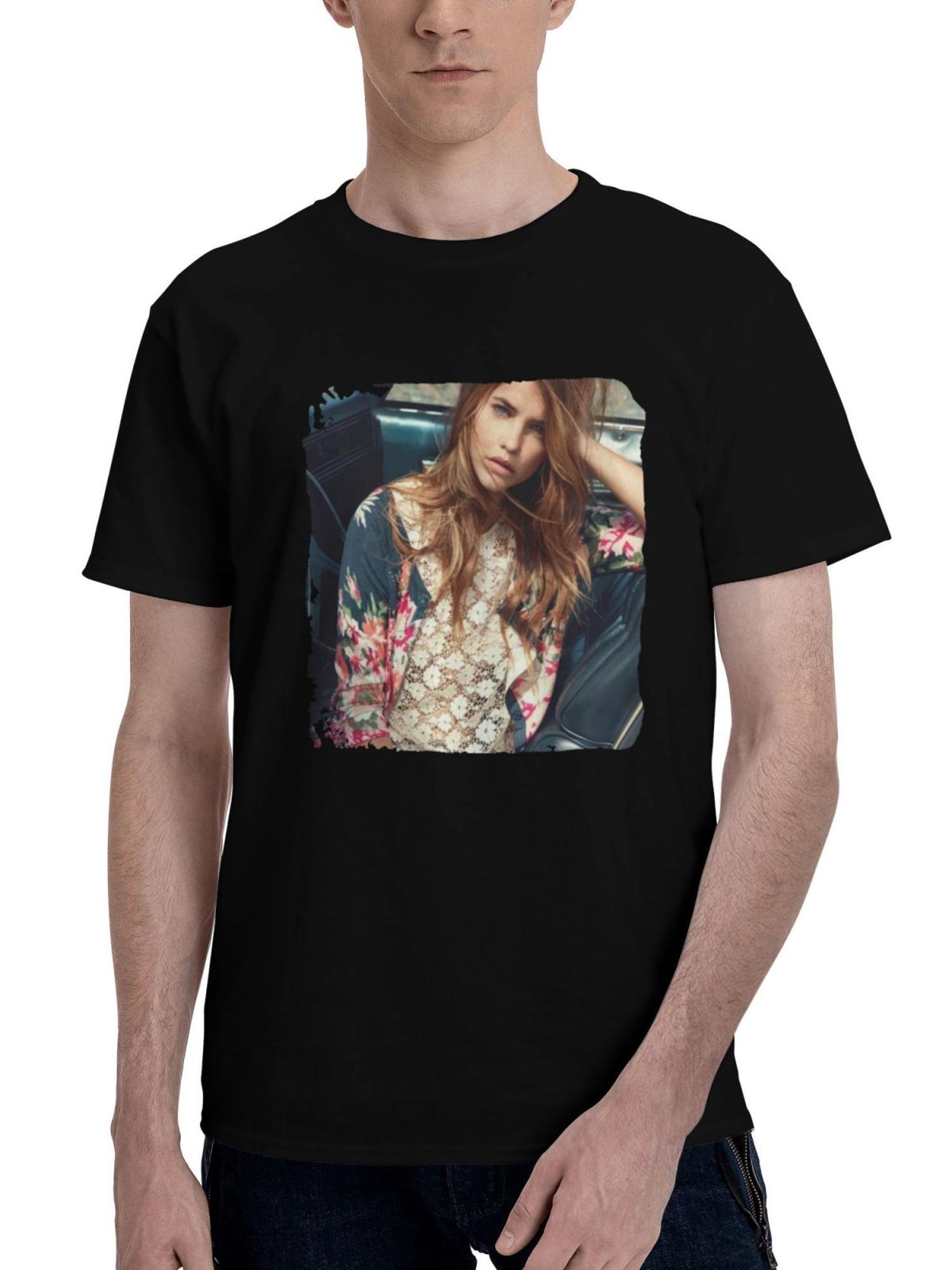 Barbara Palvin 2023 180G 100% Cotton Printed Round Neck Short-Sleeve T-Shirt, Christmas Gifts for Men Dad Husband Grandpa, S-XXXL, Black