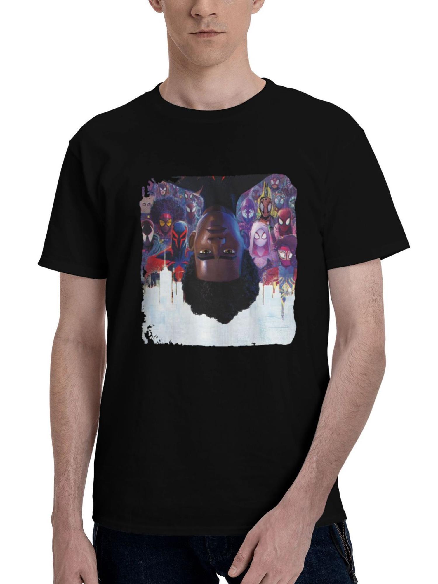2023 Spider Man Across The Spider Verse 15k 180G 100% Cotton Printed Round Neck Short-Sleeve T-Shirt, Christmas Gifts for Men Dad Husband Grandpa, S-XXXL, Black