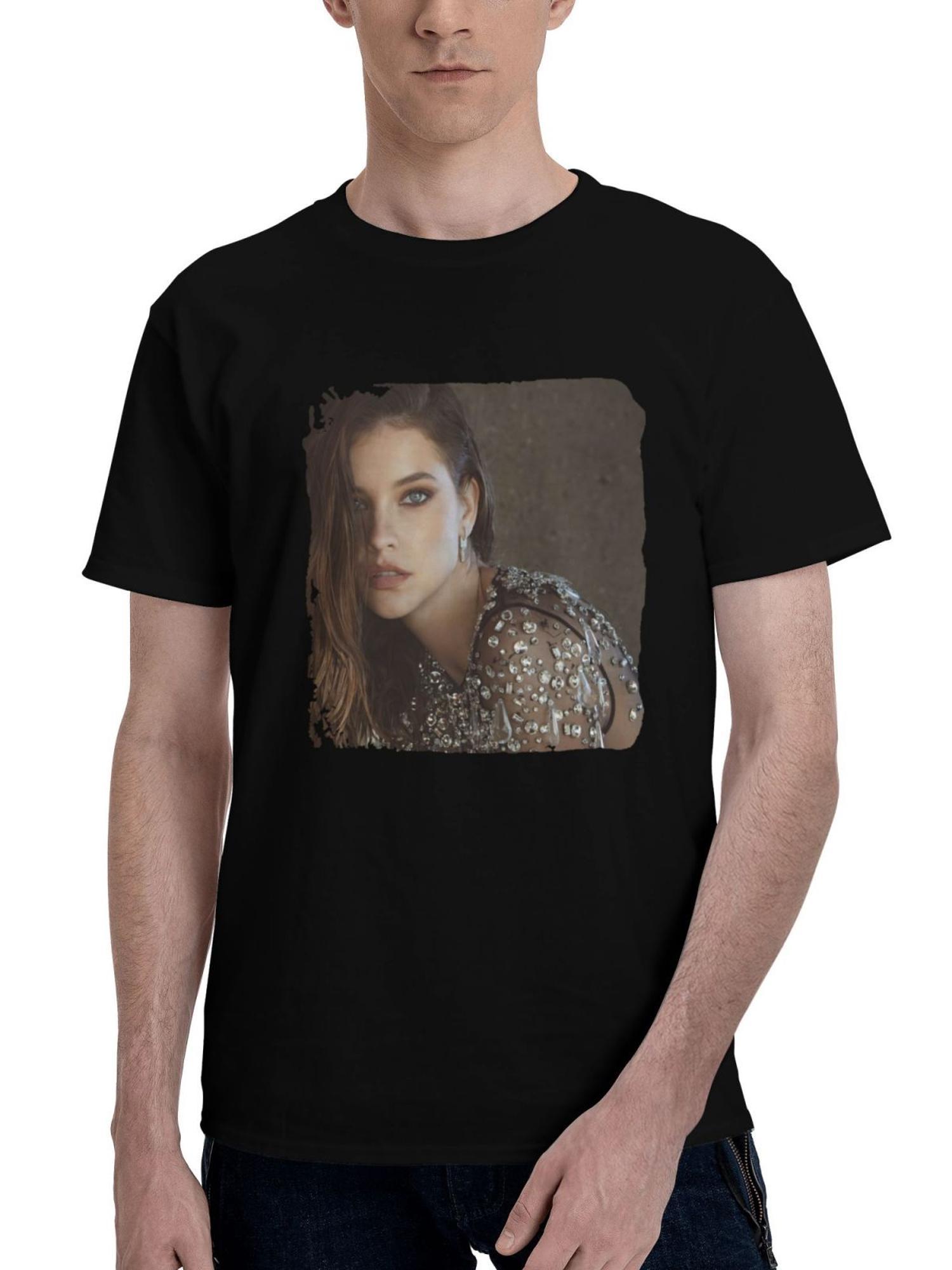 Barbara Palvin Harpers Bazaar Greece Fu 180G 100% Cotton Printed Round Neck Short-Sleeve T-Shirt, Christmas Gifts for Men Dad Husband Grandpa, S-XXXL, Black