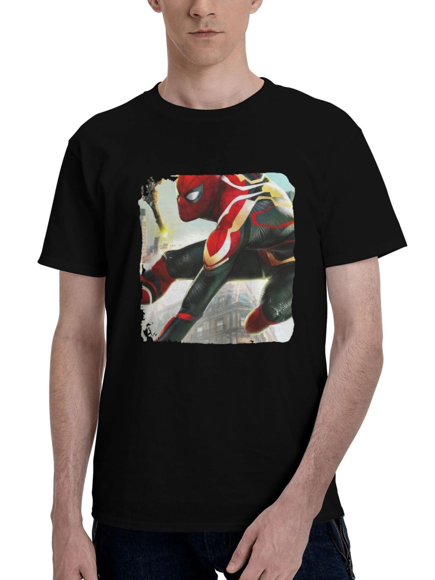 2023 Spider Man No Way Home 180G 100% Cotton Printed Round Neck Short-Sleeve T-Shirt, Christmas Gifts for Men Dad Husband Grandpa, S-XXXL, Black