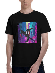 2023 Spiderman Across The Spiderverse Vw 180G 100% Cotton Printed Round Neck Short-Sleeve T-Shirt, Christmas Gifts for Men Dad Husband Grandpa, S-XXXL, Black