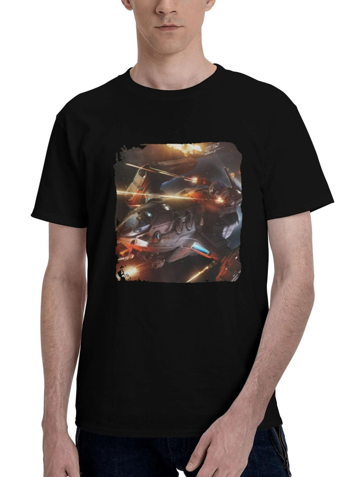 2023 Star Citizen 180G 100% Cotton Printed Round Neck Short-Sleeve T-Shirt, Christmas Gifts for Men Dad Husband Grandpa, S-XXXL, Black