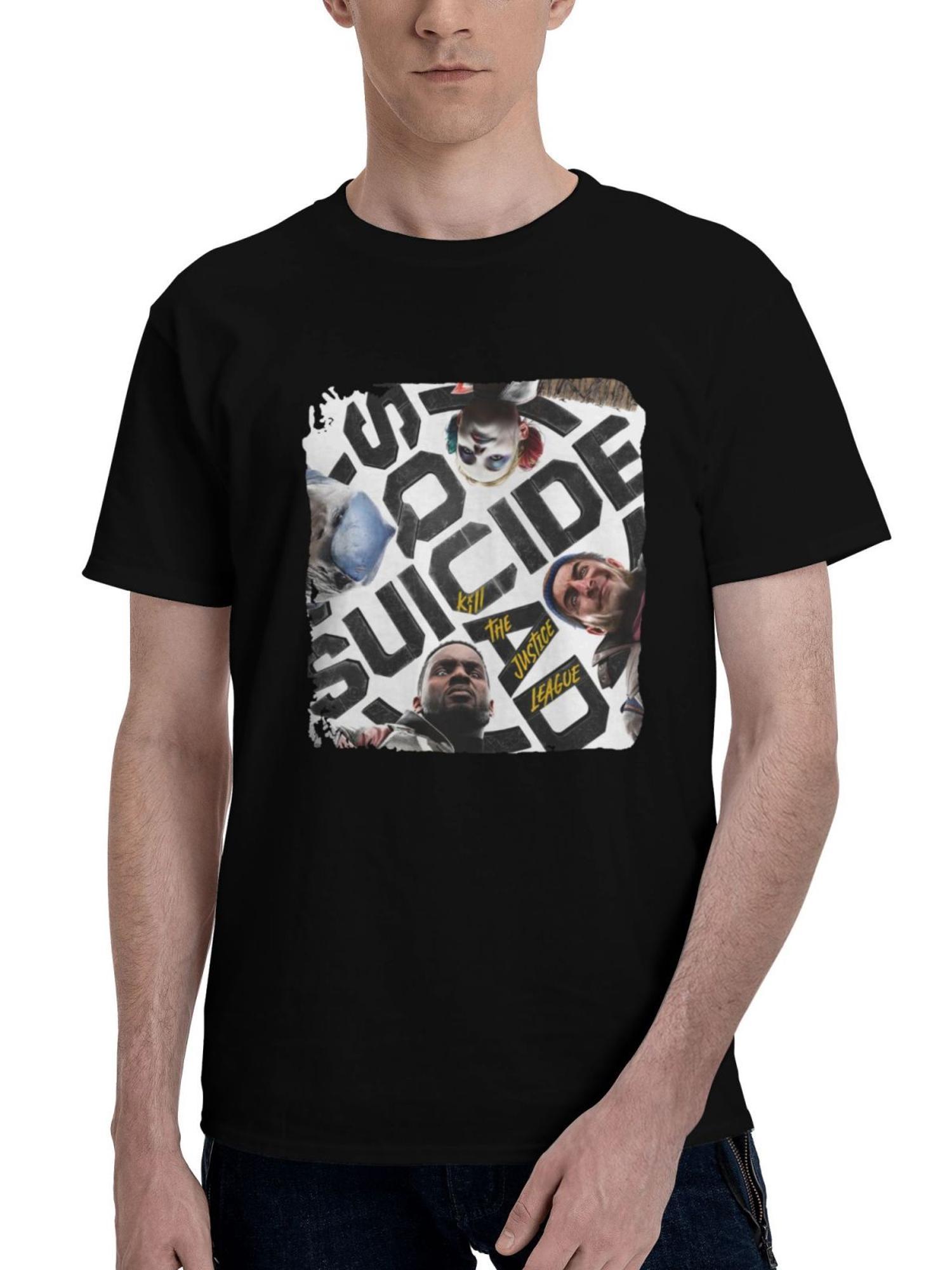 2023 Suicide Squad Kill The Justice League 180G 100% Cotton Printed Round Neck Short-Sleeve T-Shirt, Christmas Gifts for Men Dad Husband Grandpa, S-XXXL, Black