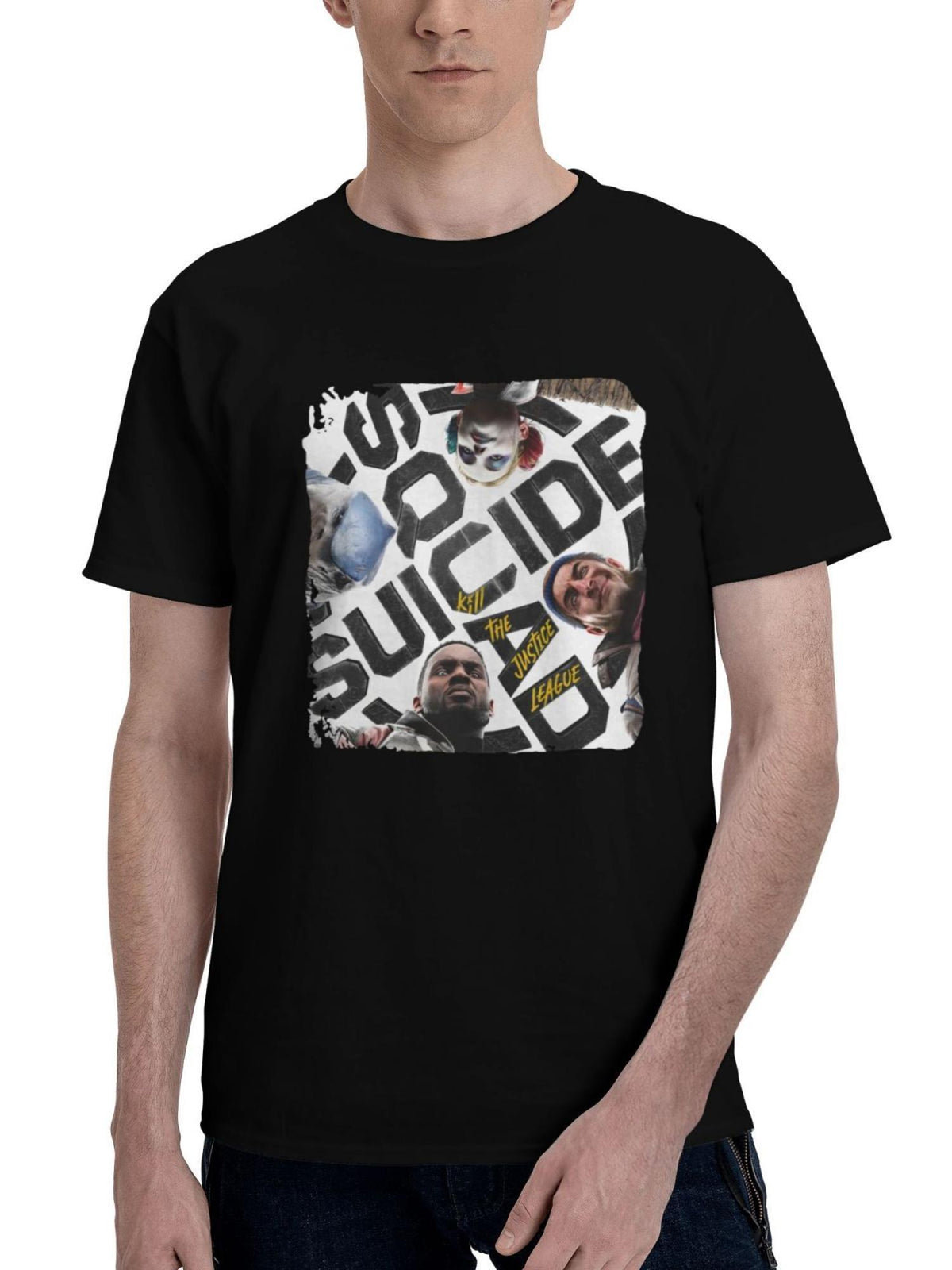 2023 Suicide Squad Kill The Justice League 180G 100% Cotton Printed Round Neck Short-Sleeve T-Shirt, Christmas Gifts for Men Dad Husband Grandpa, S-XXXL, Black