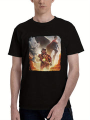 2023 The Flash Movie V7 180G 100% Cotton Printed Round Neck Short-Sleeve T-Shirt, Christmas Gifts for Men Dad Husband Grandpa, S-XXXL, Black
