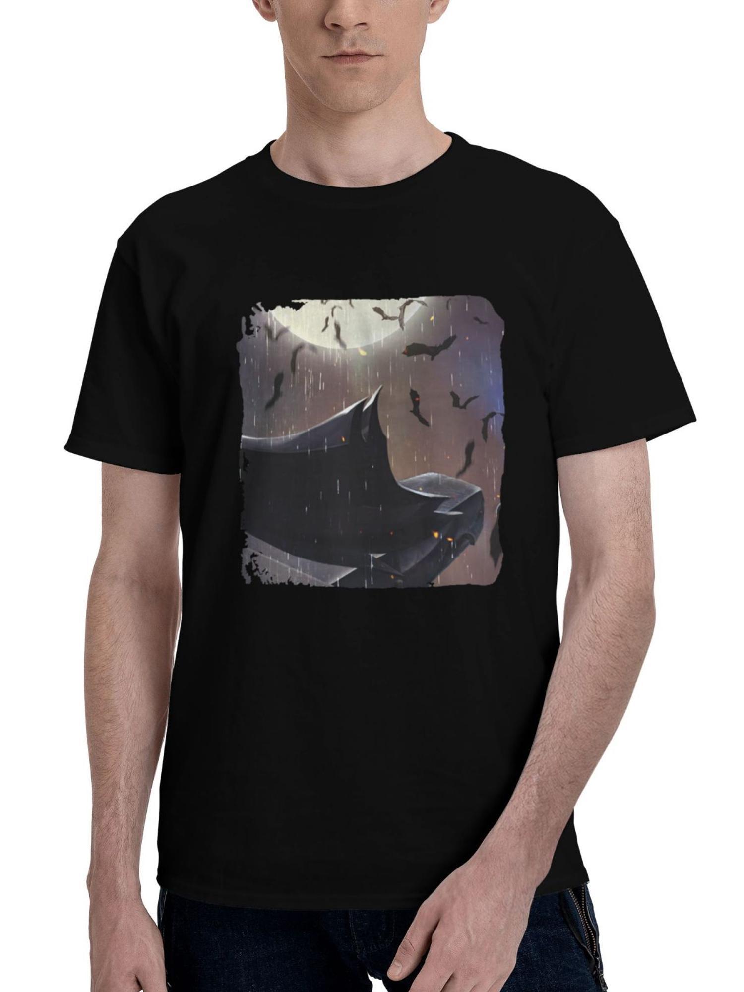 Bat Gotham 180G 100% Cotton Printed Round Neck Short-Sleeve T-Shirt, Christmas Gifts for Men Dad Husband Grandpa, S-XXXL, Black