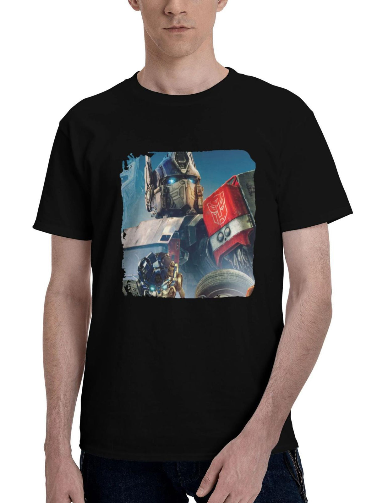 2023 Transformers Rise Of The Beasts Movie 180G 100% Cotton Printed Round Neck Short-Sleeve T-Shirt, Christmas Gifts for Men Dad Husband Grandpa, S-XXXL, Black