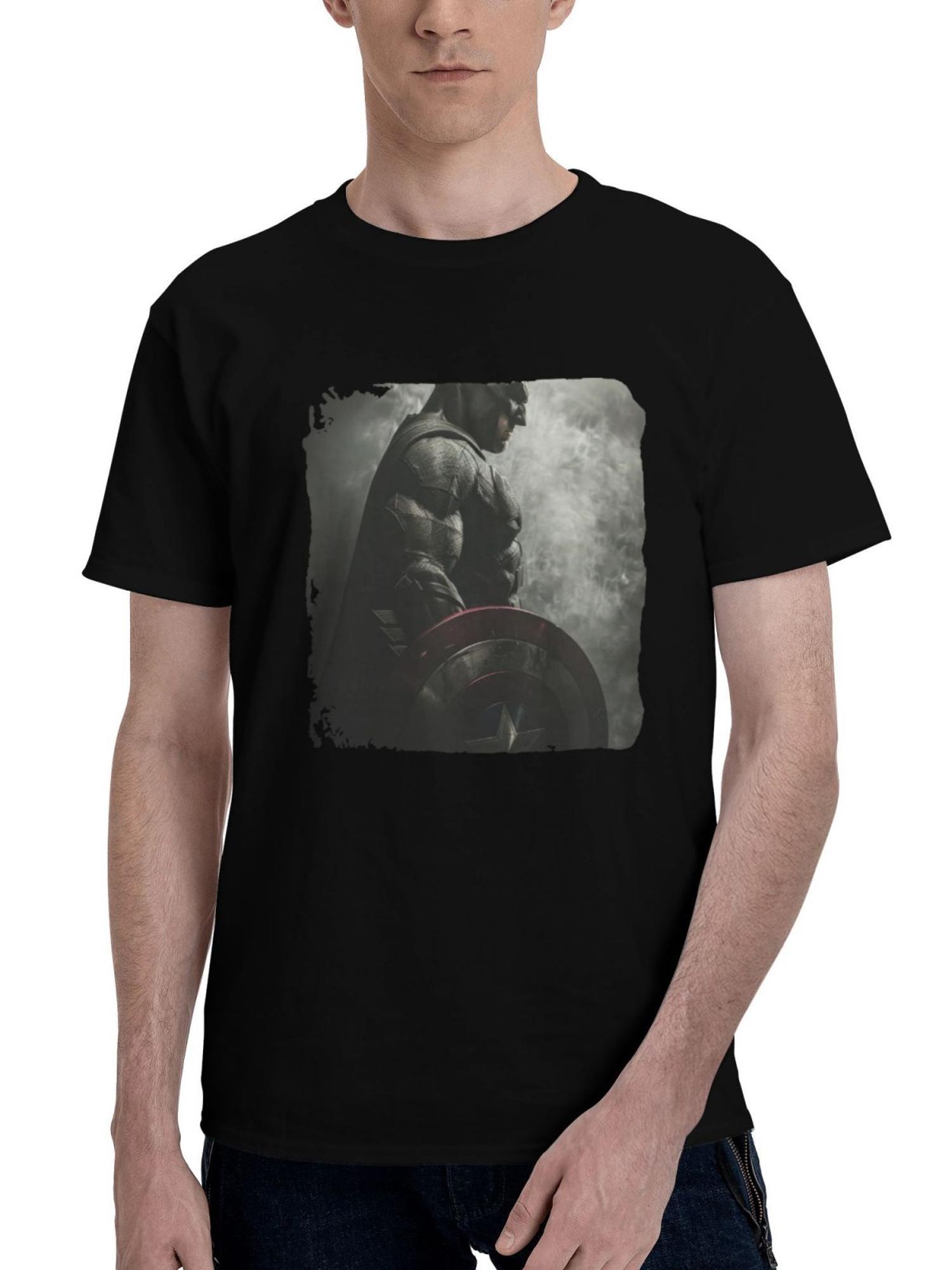 Bat Shield 180G 100% Cotton Printed Round Neck Short-Sleeve T-Shirt, Christmas Gifts for Men Dad Husband Grandpa, S-XXXL, Black