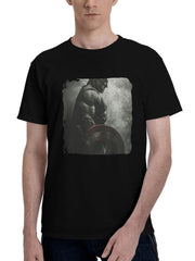 Bat Shield 180G 100% Cotton Printed Round Neck Short-Sleeve T-Shirt, Christmas Gifts for Men Dad Husband Grandpa, S-XXXL, Black