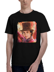 2023 Wonka Movie 180G 100% Cotton Printed Round Neck Short-Sleeve T-Shirt, Christmas Gifts for Men Dad Husband Grandpa, S-XXXL, Black