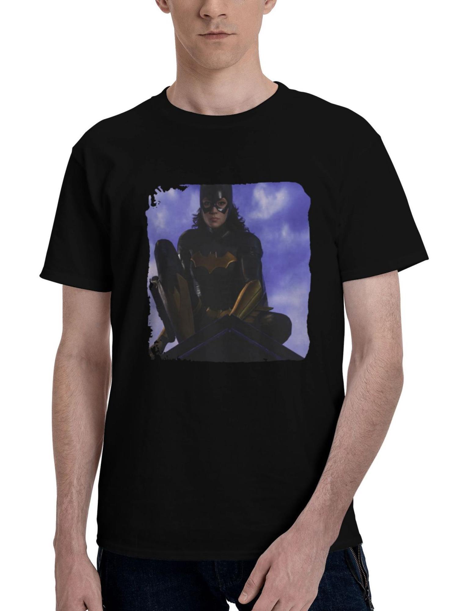 Batgirl Gotham Knights 180G 100% Cotton Printed Round Neck Short-Sleeve T-Shirt, Christmas Gifts for Men Dad Husband Grandpa, S-XXXL, Black