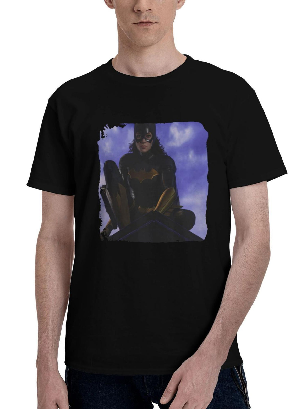 Batgirl Gotham Knights 180G 100% Cotton Printed Round Neck Short-Sleeve T-Shirt, Christmas Gifts for Men Dad Husband Grandpa, S-XXXL, Black