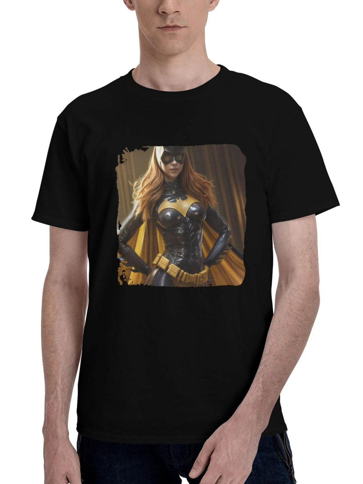 Batgirl Guardian 180G 100% Cotton Printed Round Neck Short-Sleeve T-Shirt, Christmas Gifts for Men Dad Husband Grandpa, S-XXXL, Black