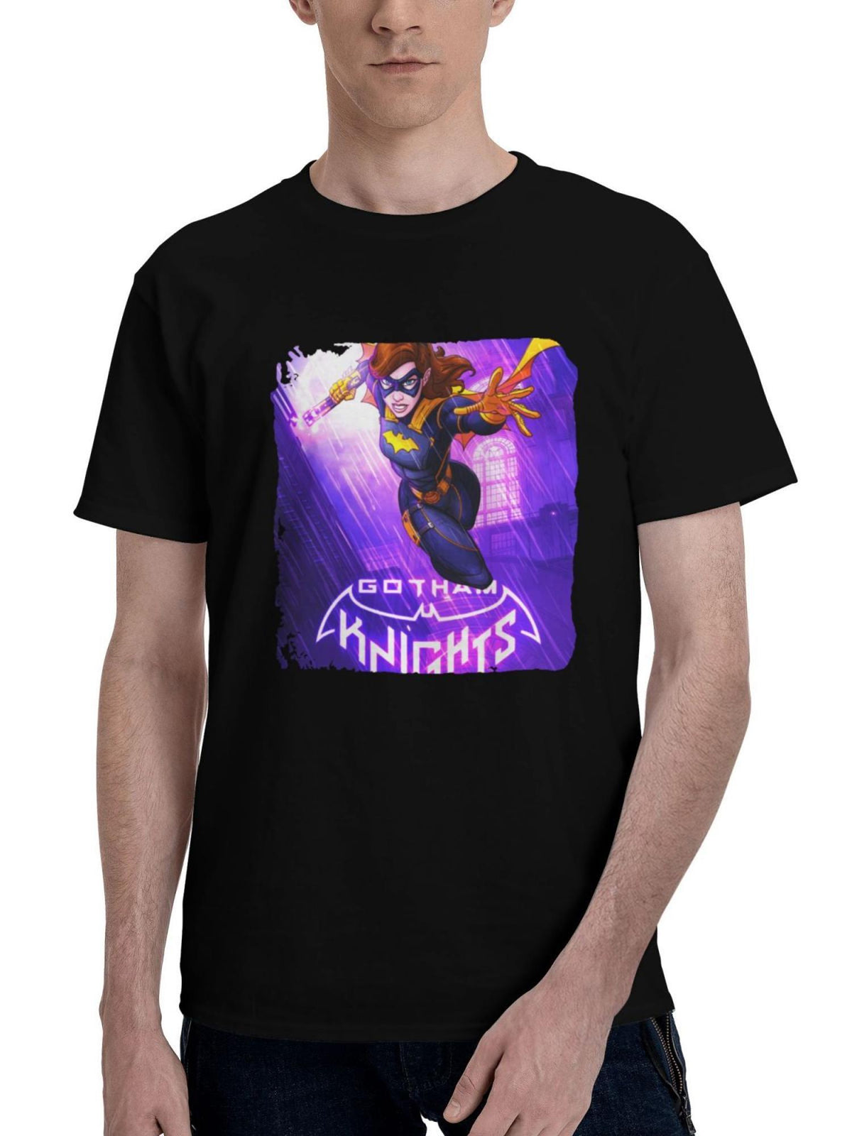 Batgirl In Gotham Knights Ar 180G 100% Cotton Printed Round Neck Short-Sleeve T-Shirt, Christmas Gifts for Men Dad Husband Grandpa, S-XXXL, Black