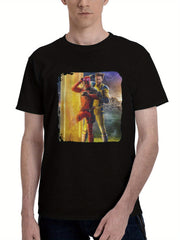 2024 Deadpool And Wolverine Movie 180G 100% Cotton Printed Round Neck Short-Sleeve T-Shirt, Christmas Gifts for Men Dad Husband Grandpa, S-XXXL, Black