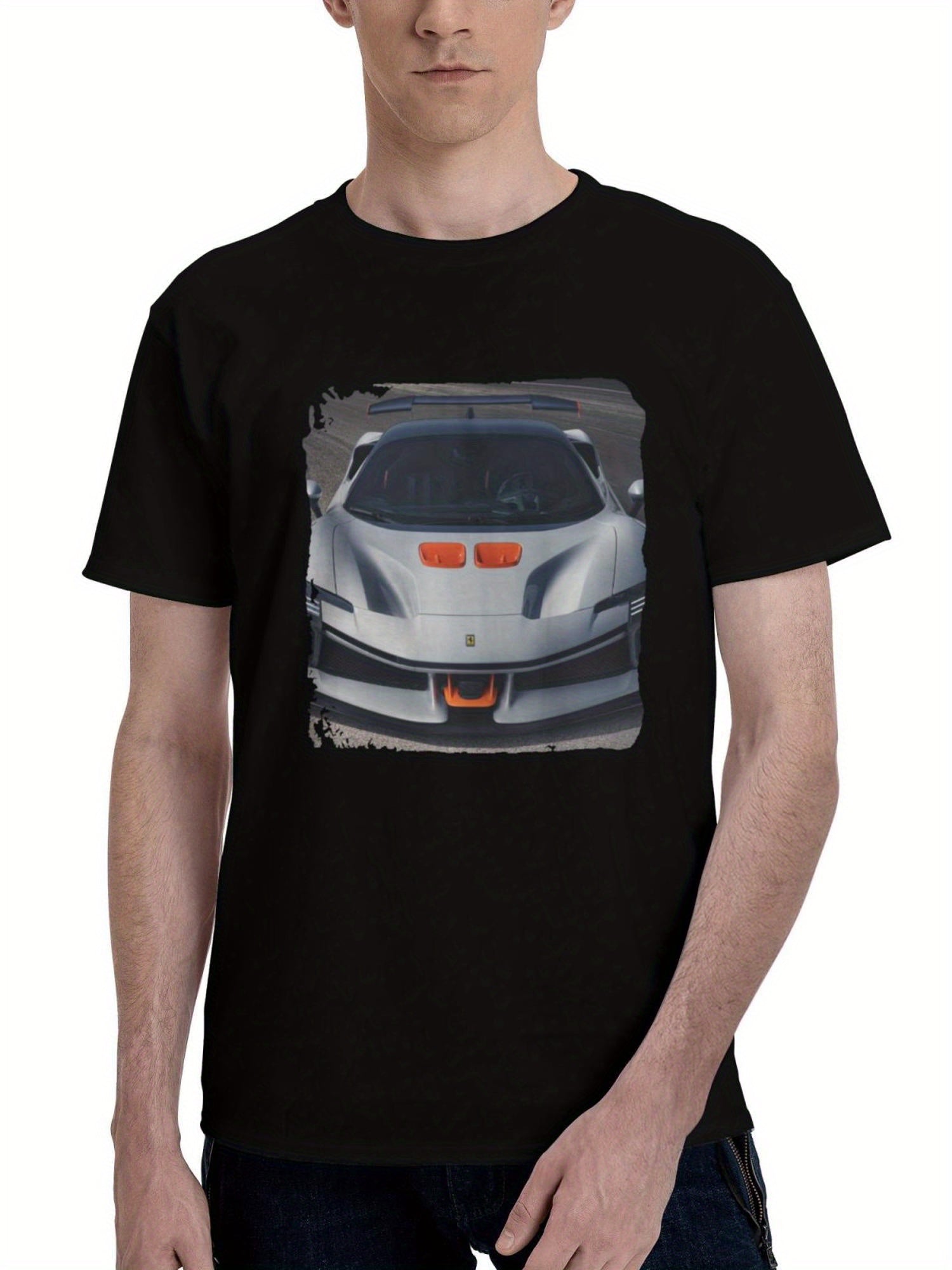 2024 Ferrari Sf90 Xx Stradale 180G 100% Cotton Printed Round Neck Short-Sleeve T-Shirt, Christmas Gifts for Men Dad Husband Grandpa, S-XXXL, Black