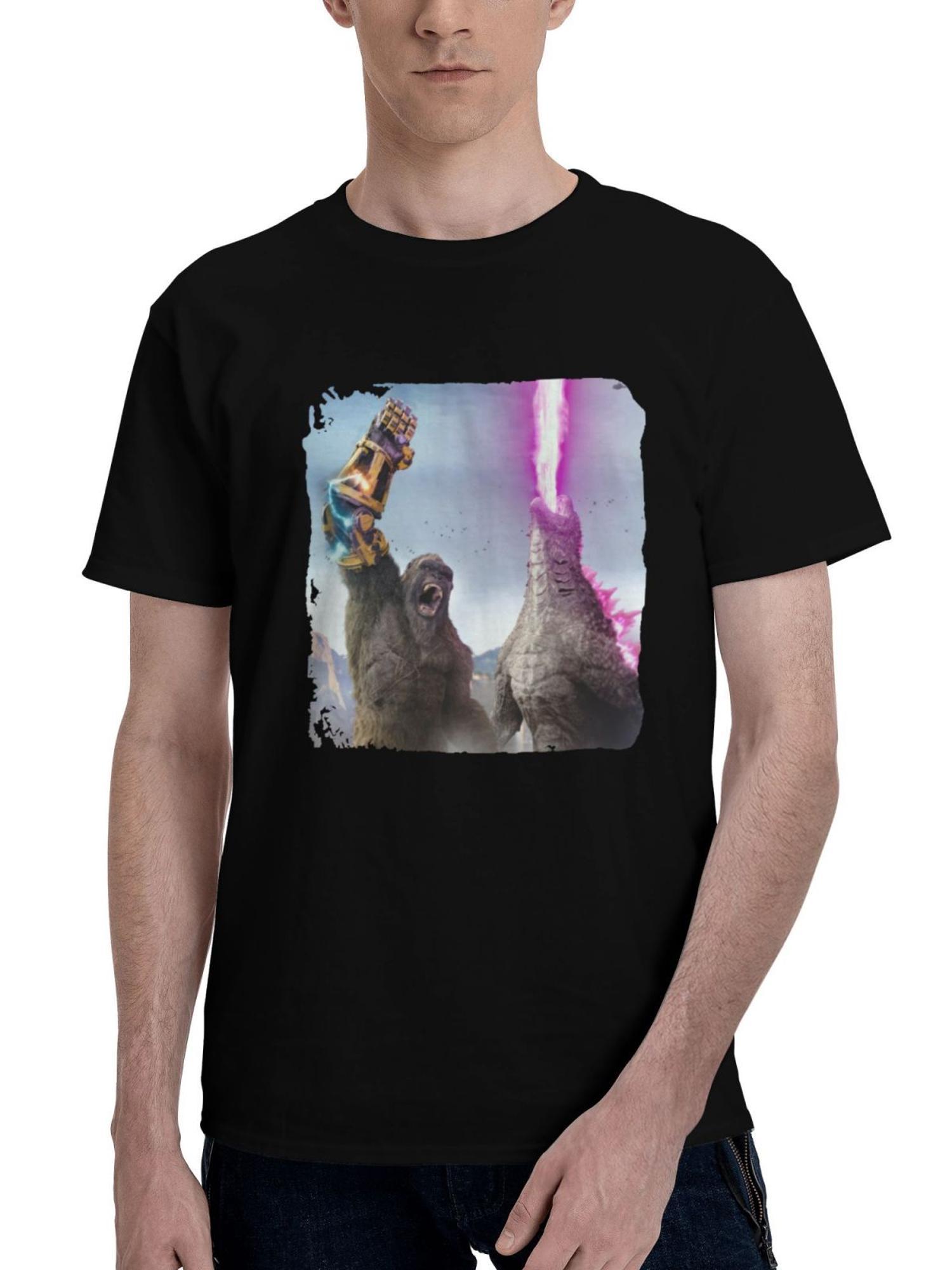 2024 Godzilla X Kong The New Empire Sx 180G 100% Cotton Printed Round Neck Short-Sleeve T-Shirt, Christmas Gifts for Men Dad Husband Grandpa, S-XXXL, Black