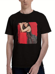 2024 Hailee Steinfeld 180G 100% Cotton Printed Round Neck Short-Sleeve T-Shirt, Christmas Gifts for Men Dad Husband Grandpa, S-XXXL, Black