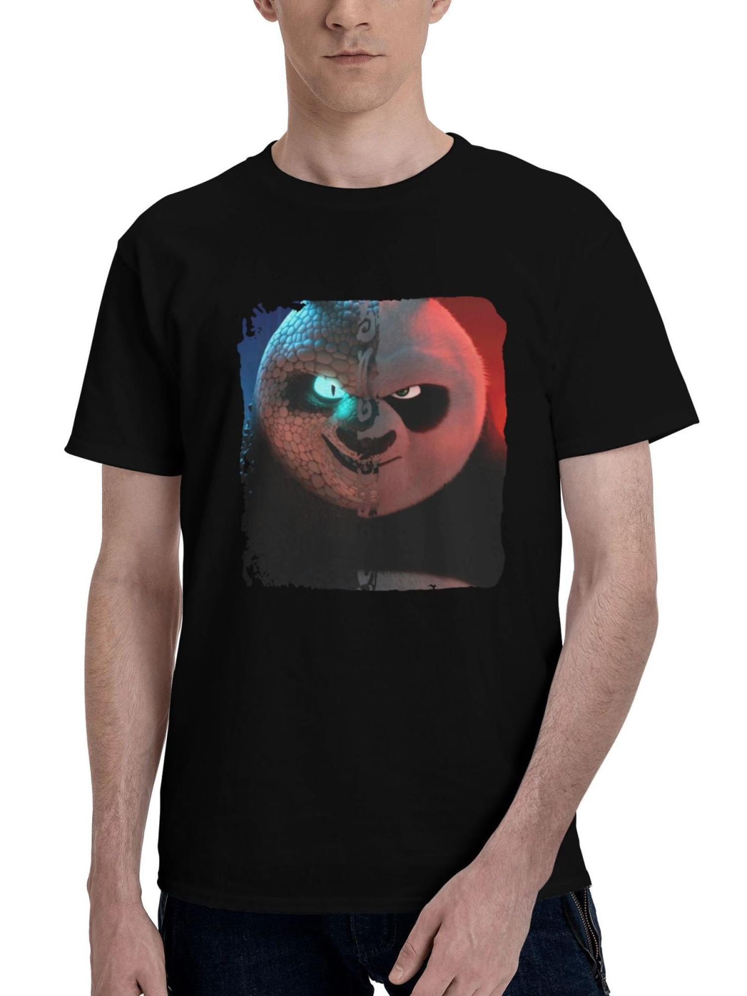 2024 Kung Fu Panda 4 Film 180G 100% Cotton Printed Round Neck Short-Sleeve T-Shirt, Christmas Gifts for Men Dad Husband Grandpa, S-XXXL, Black