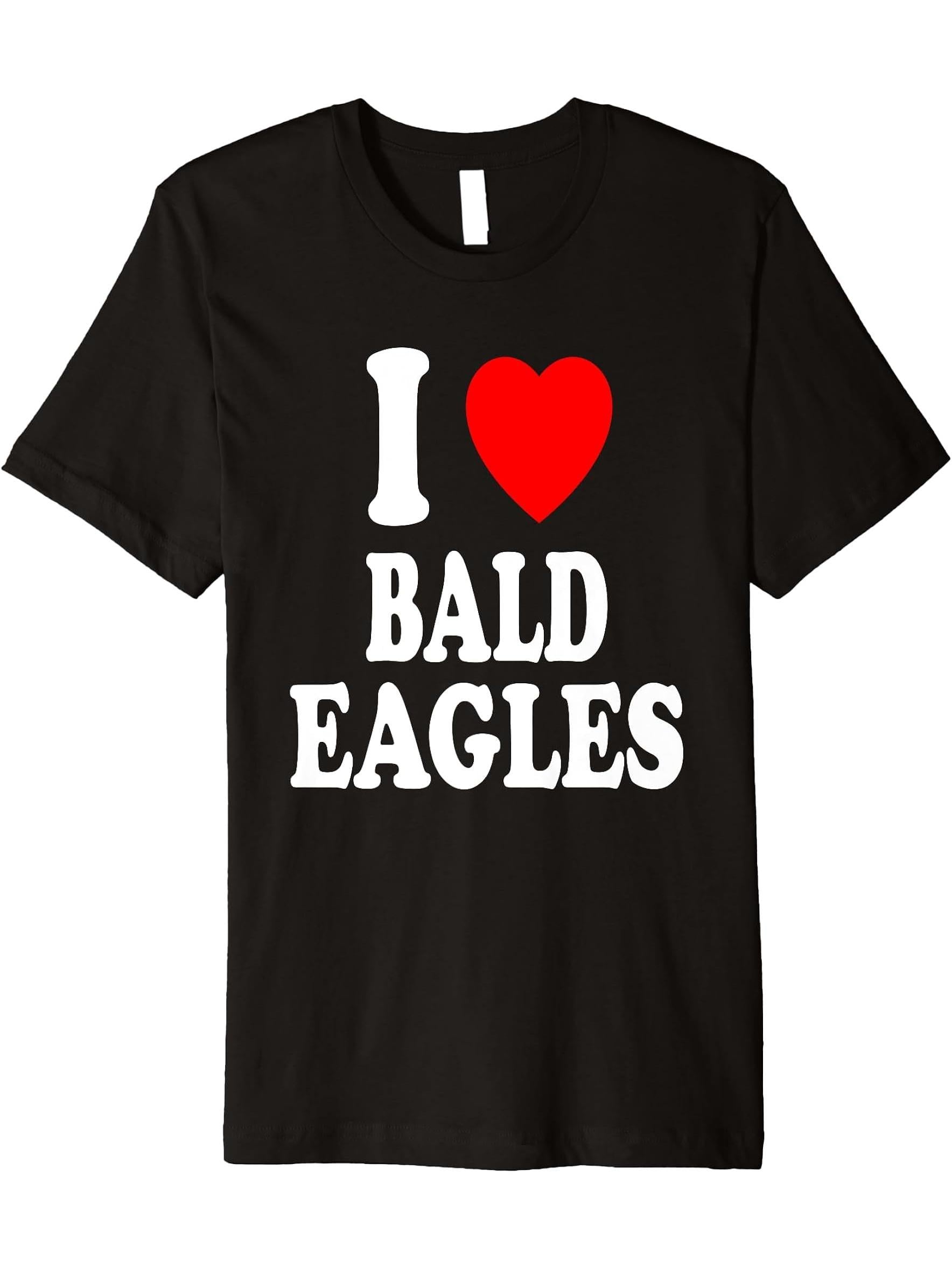 I Heart (Love) Bald Eagles Birdwatching Outdoors America Premium T-Shirt 180G 100% Cotton Printed Round Neck Short-Sleeve T-Shirt, Gifts for Men Dad Husband Grandpa, S-XXXL, Black