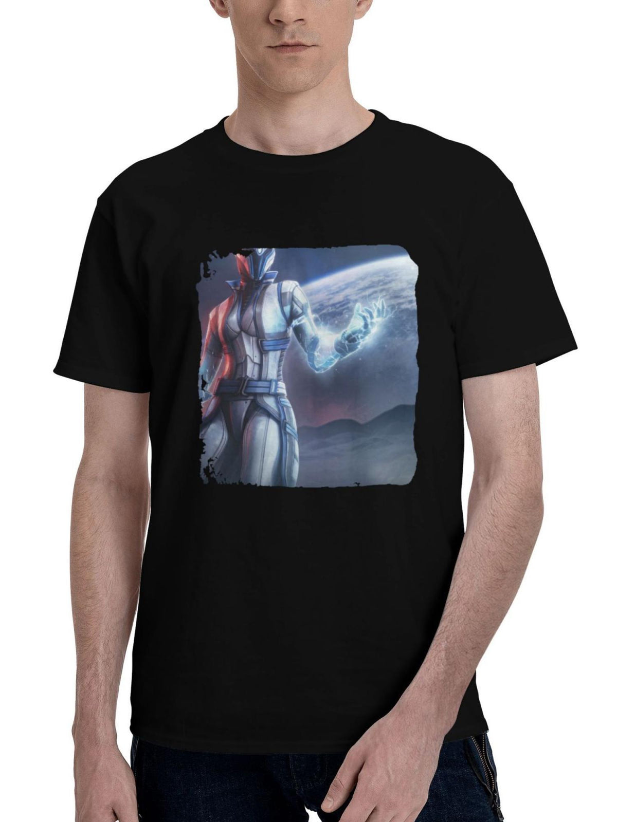 2024 Mass Effect Ps 180G 100% Cotton Printed Round Neck Short-Sleeve T-Shirt, Christmas Gifts for Men Dad Husband Grandpa, S-XXXL, Black
