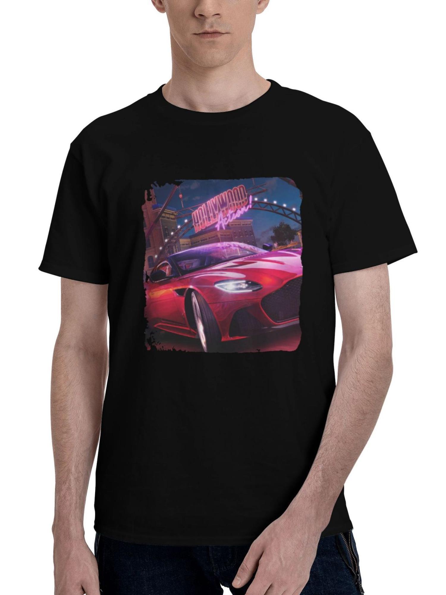2024 The Crew Motorfest 180G 100% Cotton Printed Round Neck Short-Sleeve T-Shirt, Christmas Gifts for Men Dad Husband Grandpa, S-XXXL, Black