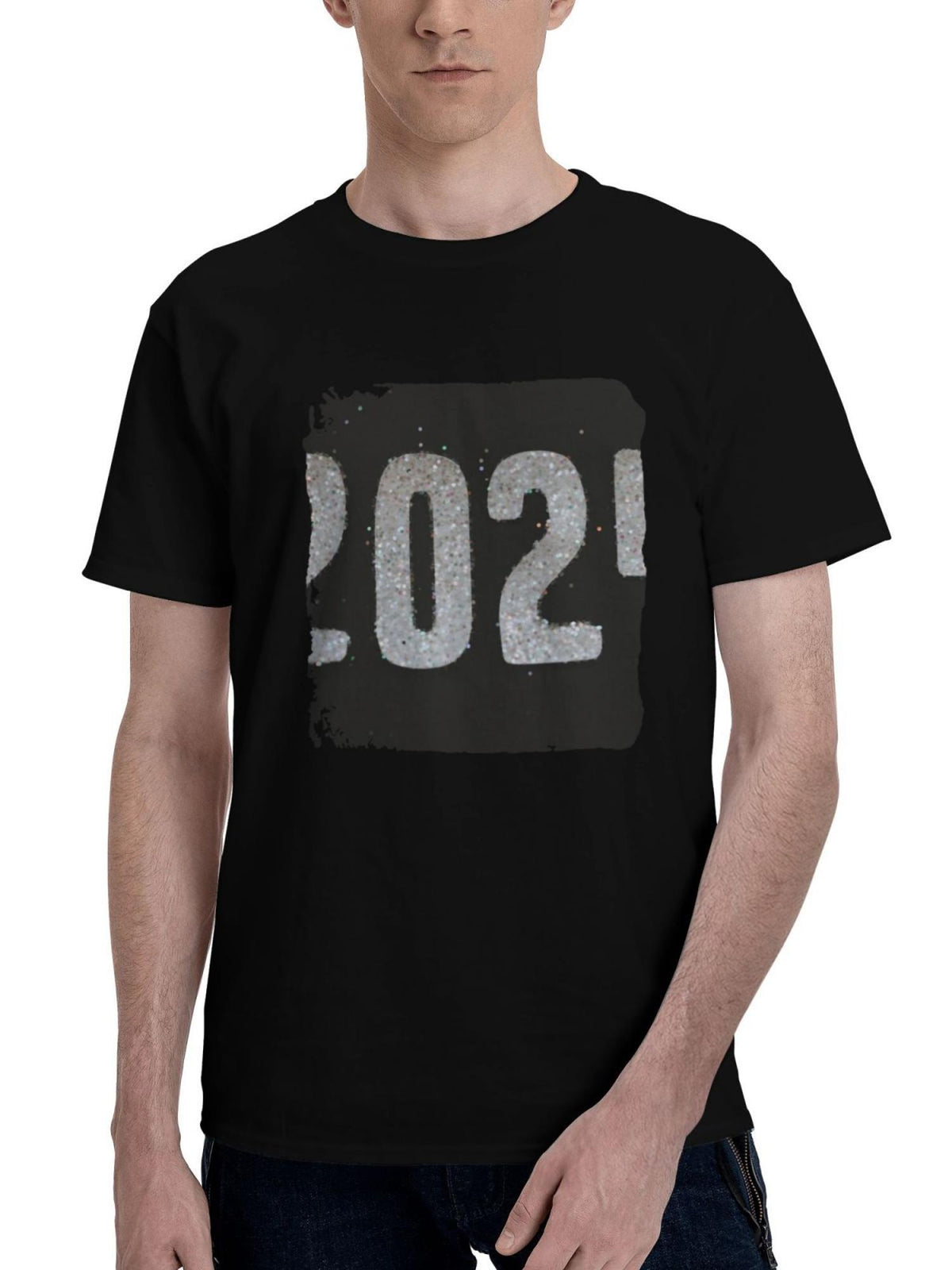 2024 180G 100% Cotton Printed Round Neck Short-Sleeve T-Shirt, Christmas Gifts for Men Dad Husband Grandpa, S-XXXL, Black