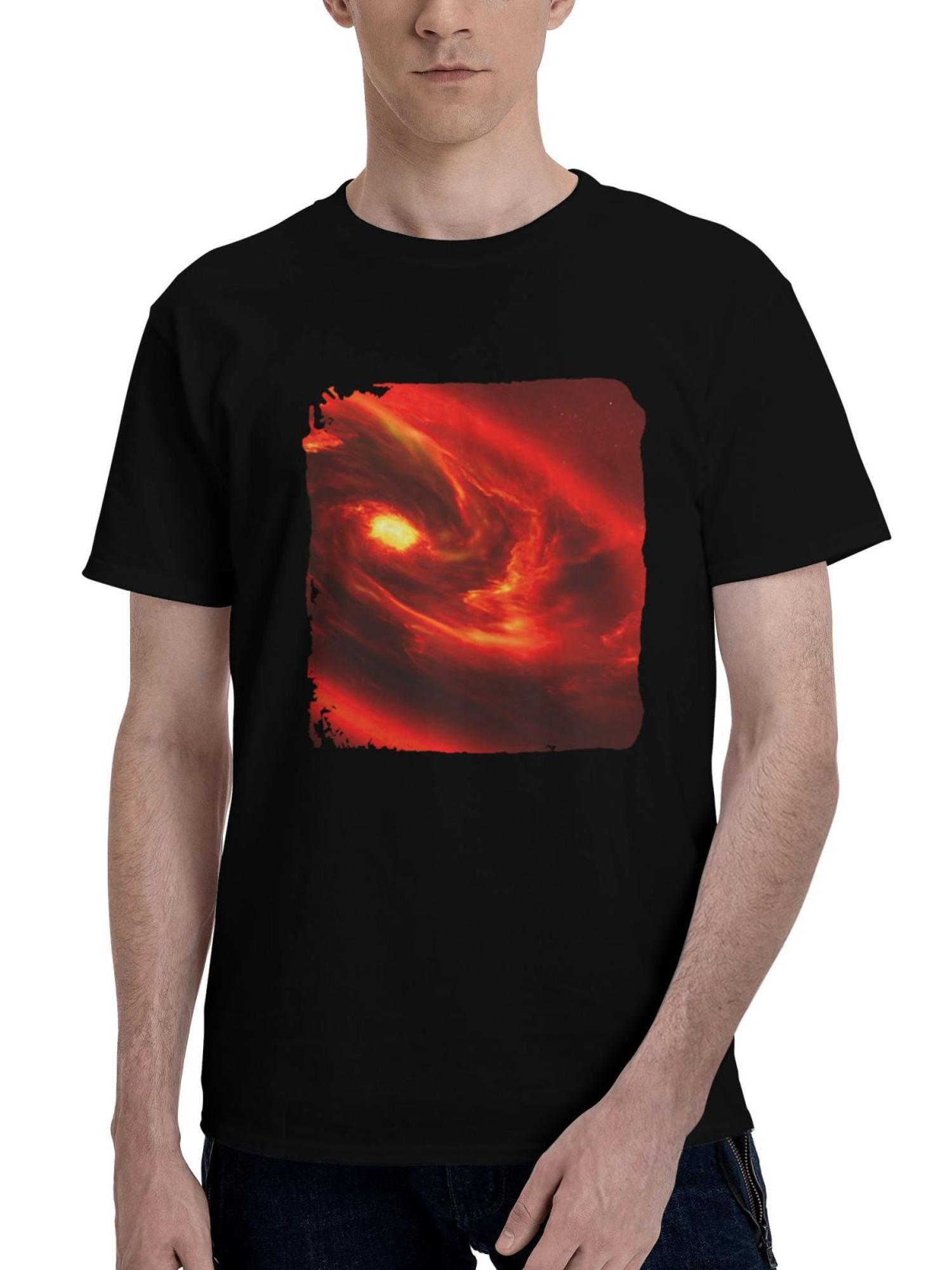 10000 Suns 180G 100% Cotton Printed Round Neck Short-Sleeve T-Shirt, Christmas Gifts for Men Dad Husband Grandpa, S-XXXL, Black