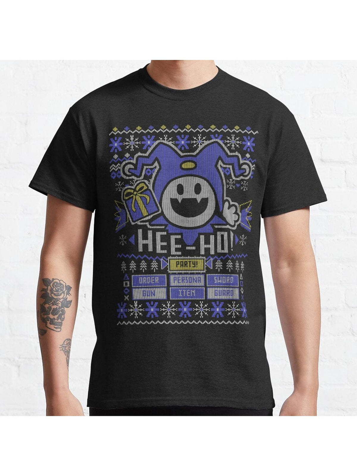 Ugly Christmas Sweater Jack Frost Classic T-Shirt 100% Cotton, Gifts for Men Dad Husband Grandpa, S-XXXL, Black
