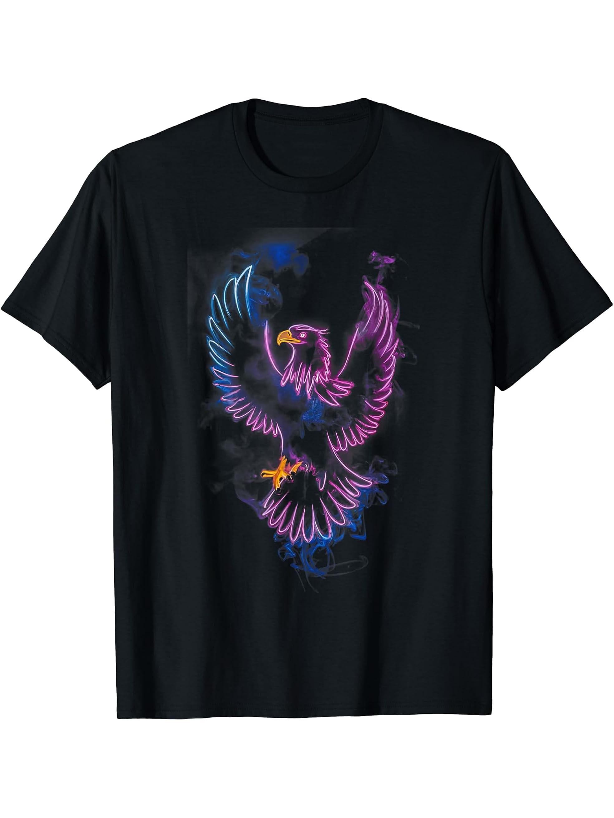 Eagle USA American Flag Patriotic Bald Eagle Gift T-Shirt 180G 100% Cotton Printed Round Neck Short-Sleeve T-Shirt, Gifts for Men Dad Husband Grandpa, S-XXXL, Black