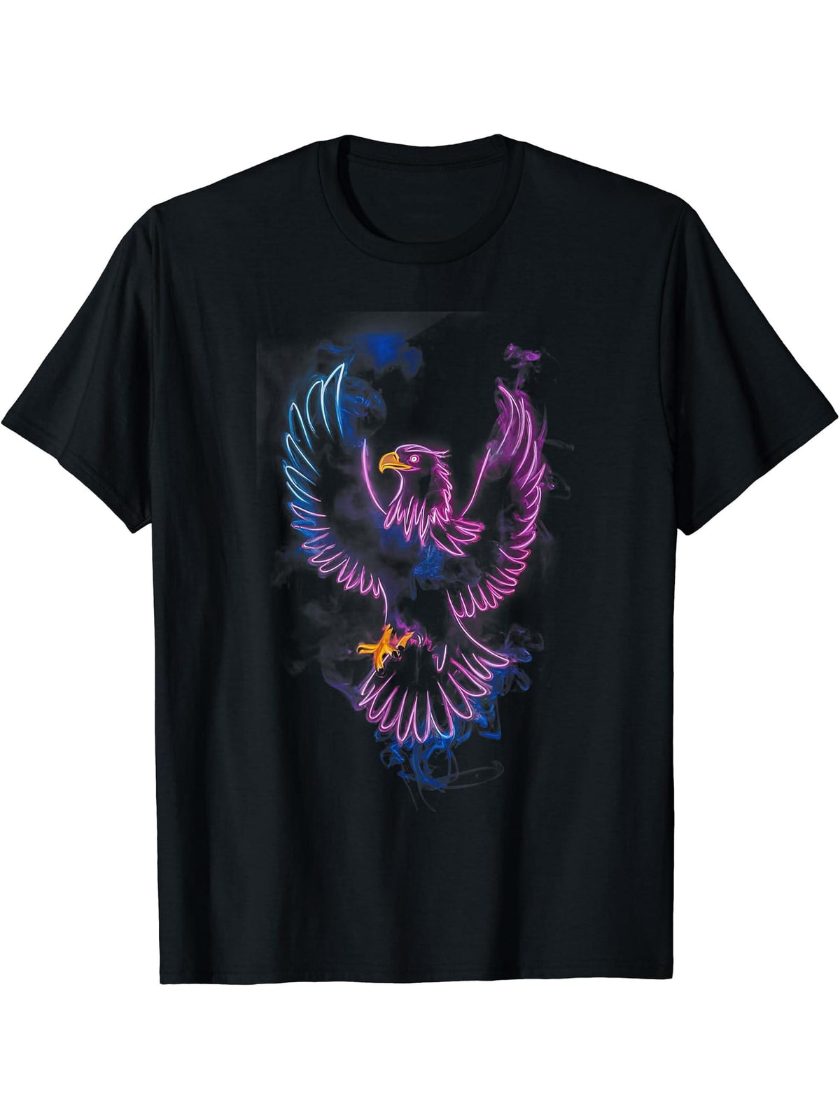 Eagle USA American Flag Patriotic Bald Eagle Gift T-Shirt 180G 100% Cotton Printed Round Neck Short-Sleeve T-Shirt, Gifts for Men Dad Husband Grandpa, S-XXXL, Black