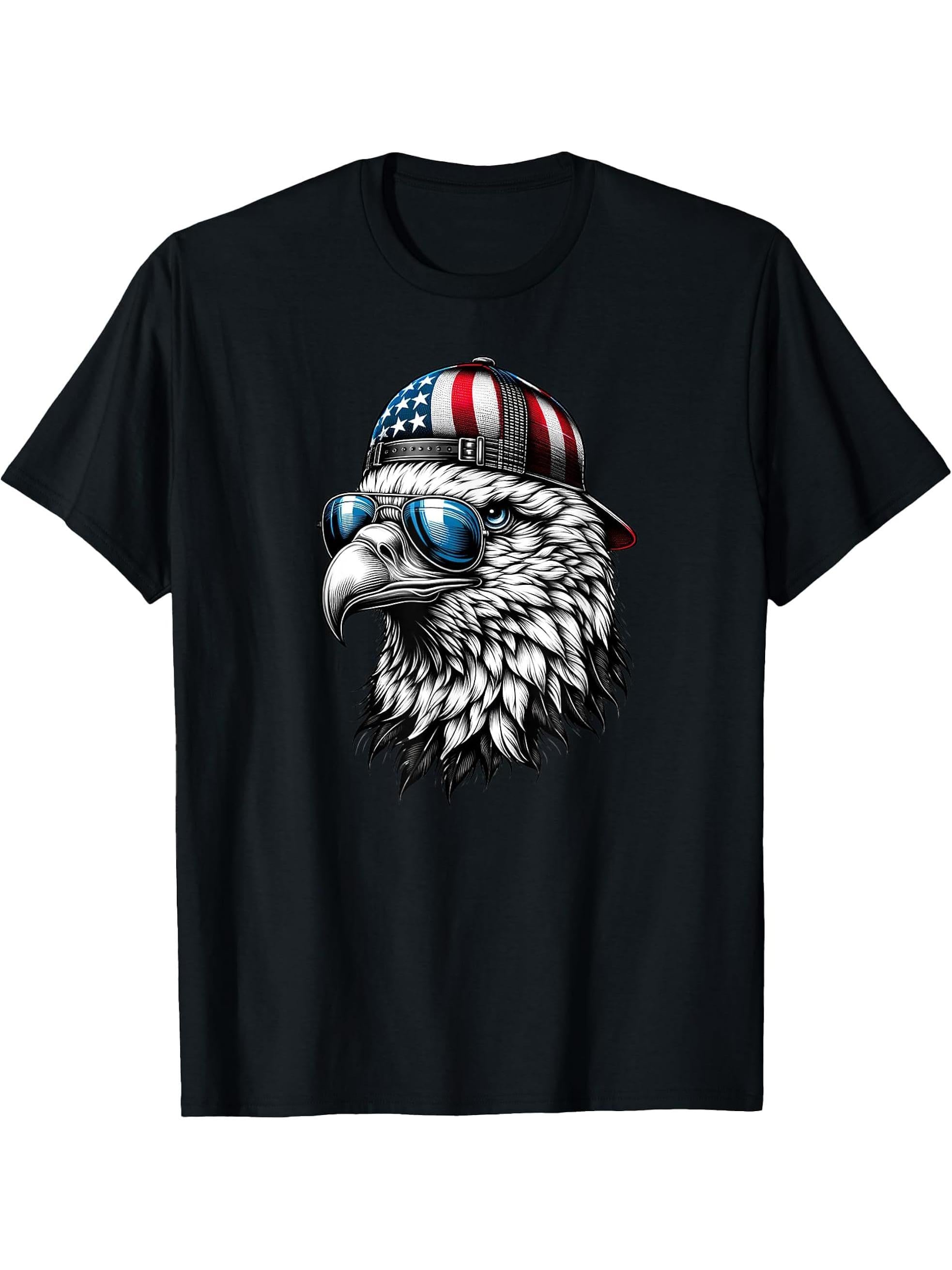 Cool Funny American Bald Eagle Inauguration Day men & women T-Shirt 180G 100% Cotton Printed Round Neck Short-Sleeve T-Shirt, Gifts for Men Dad Husband Grandpa, S-XXXL, Black