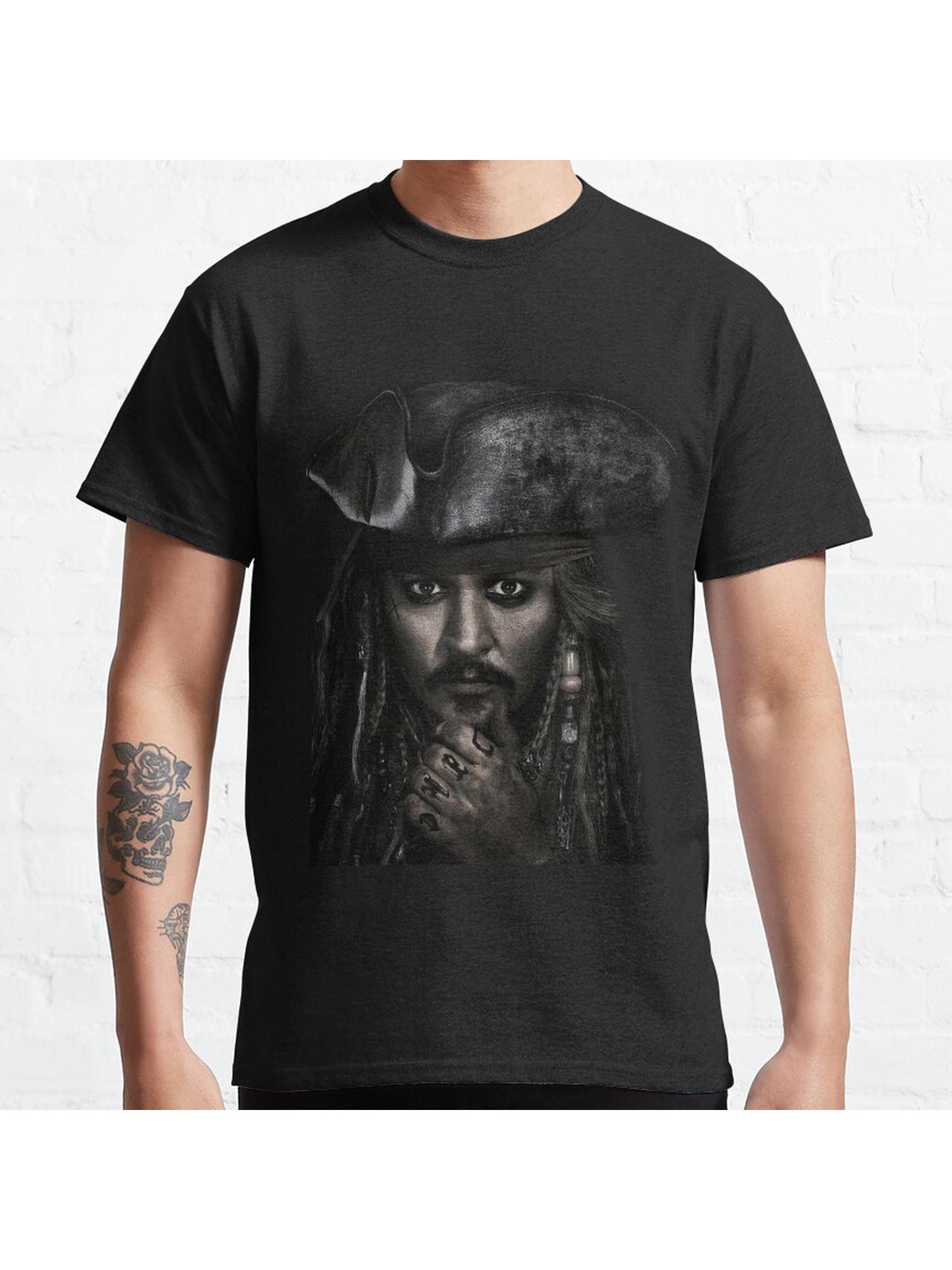 "Mr depp" Captain Jack Sparrow Classic T-Shirt 100% Cotton, Gifts for Men Dad Husband Grandpa, S-XXXL, Black