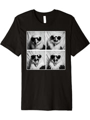 Funny Bald Eagle Wearing Sunglasses Photobooth Bird Selfie Premium T-Shirt 180G 100% Cotton Printed Round Neck Short-Sleeve T-Shirt, Gifts for Men Dad Husband Grandpa, S-XXXL, Black