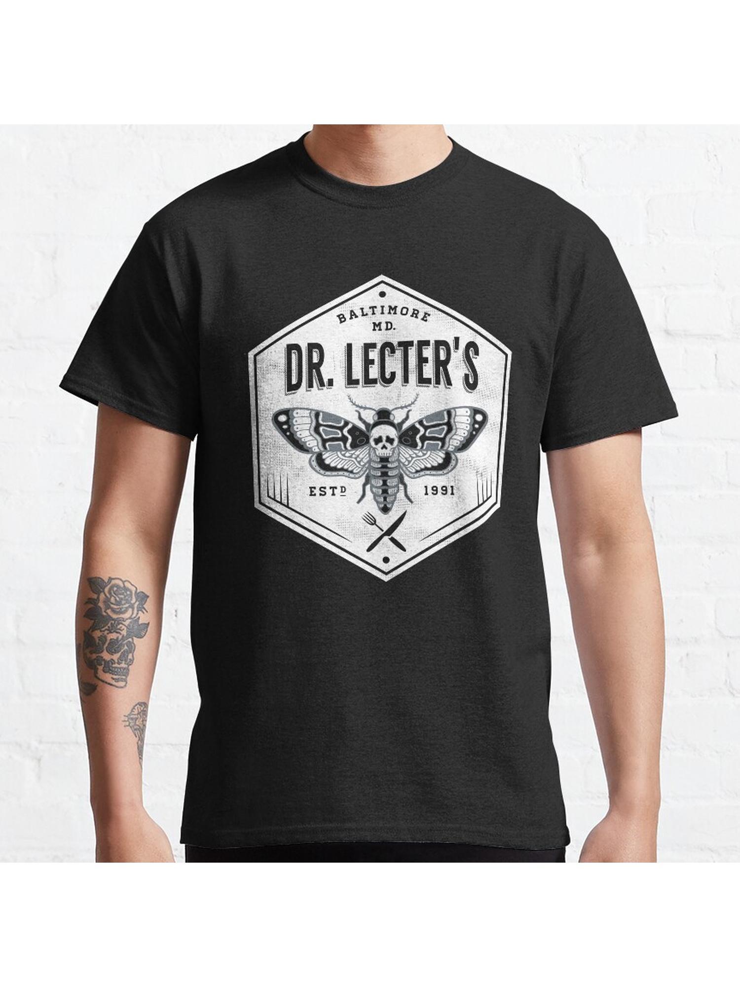Dr. Lecter's - Death's Head Moth - Horror Classic T-Shirt 100% Cotton, Gifts for Men Dad Husband Grandpa, S-XXXL, Black