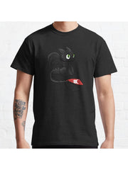 Toothless How To Train Your Dragon Classic T-Shirt 100% Cotton, Gifts for Men Dad Husband Grandpa, S-XXXL, Black