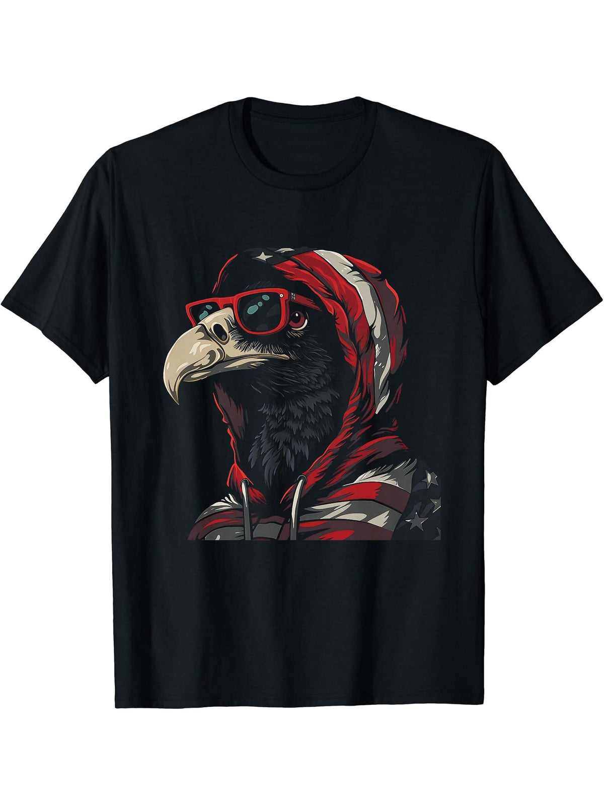 American Flag Bald Eagle USA Pride Patriotic Gift T-Shirt 180G 100% Cotton Printed Round Neck Short-Sleeve T-Shirt, Gifts for Men Dad Husband Grandpa, S-XXXL, Black