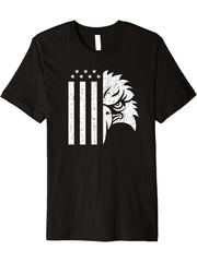 Flag Premium T-Shirt 180G 100% Cotton Printed Round Neck Short-Sleeve T-Shirt, Gifts for Men Dad Husband Grandpa, S-XXXL, Black