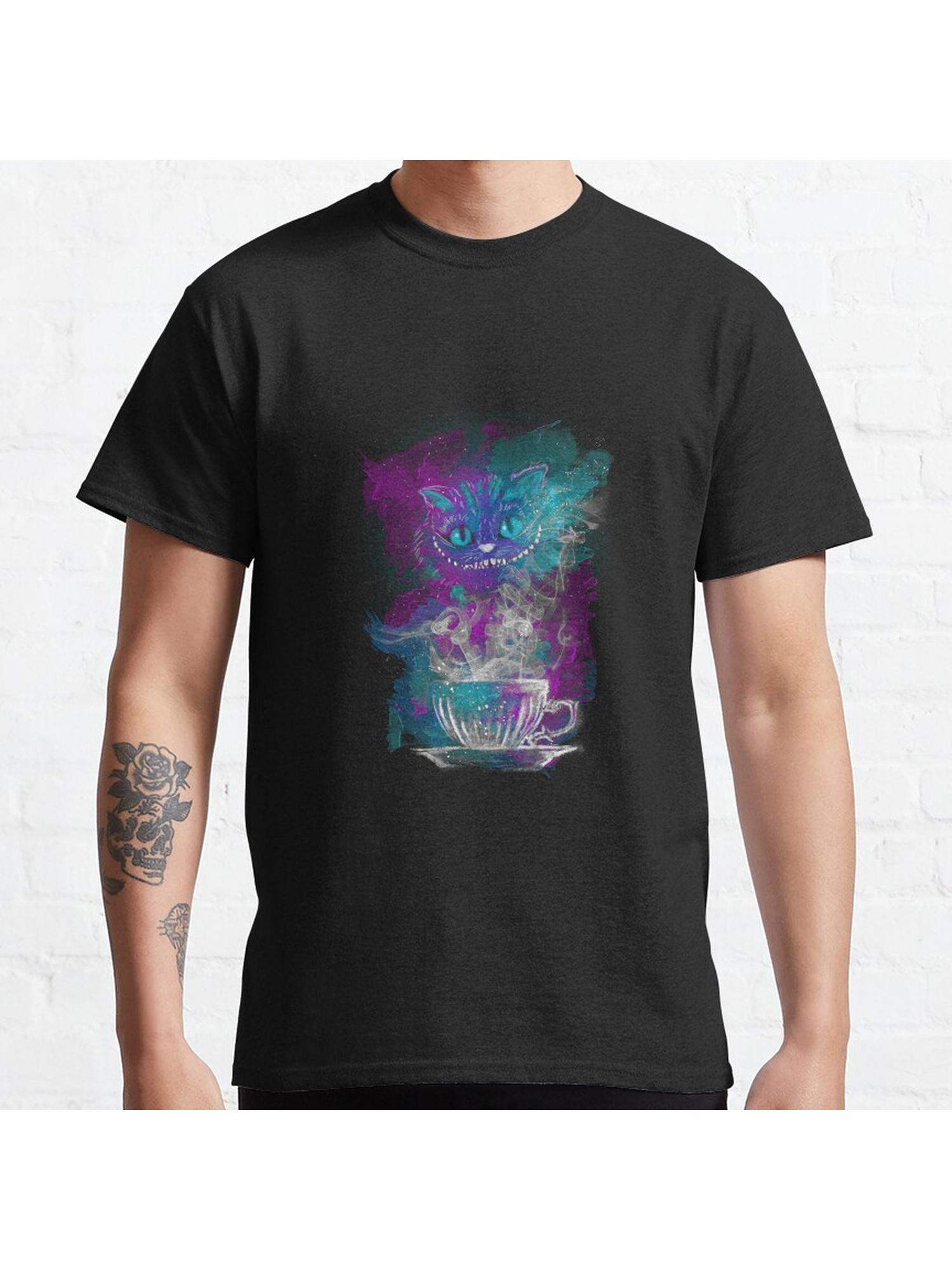 Cheshire's Tea Classic T-Shirt 100% Cotton, Gifts for Men Dad Husband Grandpa, S-XXXL, Black