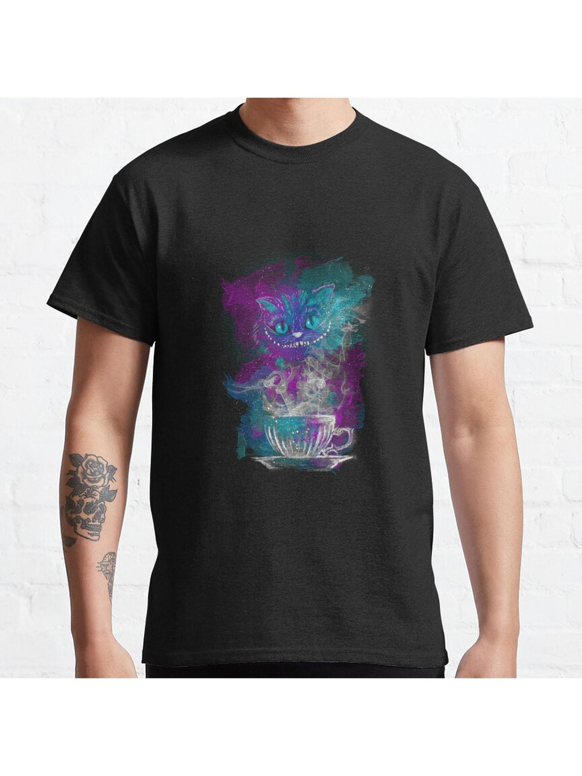 Cheshire's Tea Classic T-Shirt 100% Cotton, Gifts for Men Dad Husband Grandpa, S-XXXL, Black
