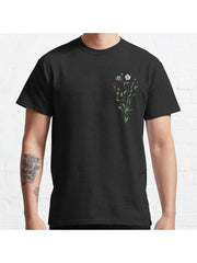 Subtle Asexual Pride Flax Sprig Classic T-Shirt 100% Cotton, Gifts for Men Dad Husband Grandpa, S-XXXL, Black