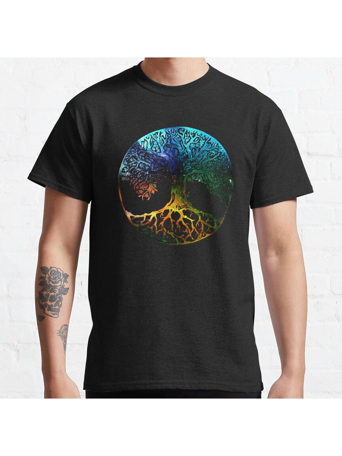 Tree of Life Mandala Classic T-Shirt 100% Cotton, Gifts for Men Dad Husband Grandpa, S-XXXL, Black