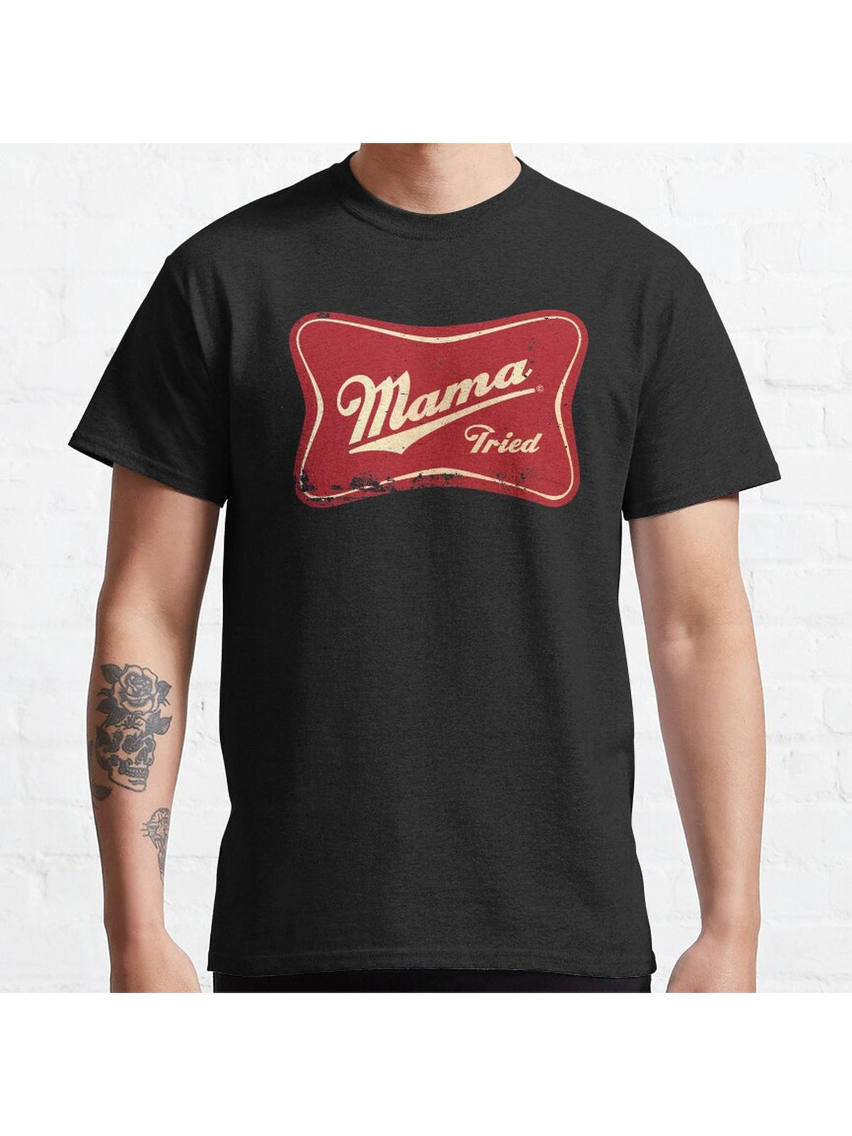 MAMA TRIED Classic T-Shirt 100% Cotton, Gifts for Men Dad Husband Grandpa, S-XXXL, Black