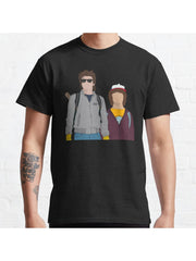 Dustin and Steve Design Classic T-Shirt 100% Cotton, Gifts for Men Dad Husband Grandpa, S-XXXL, Black
